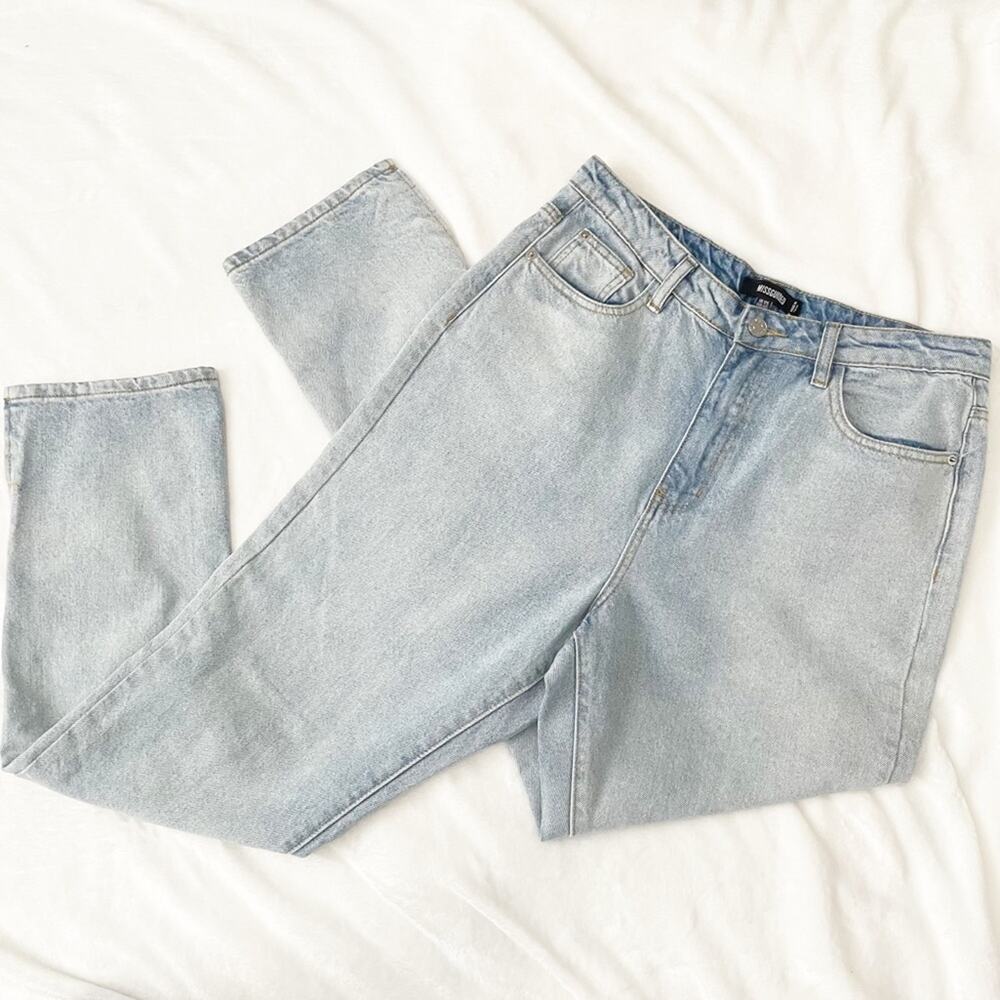 Missguided boyfriend jeans light blue denim high rise size 8